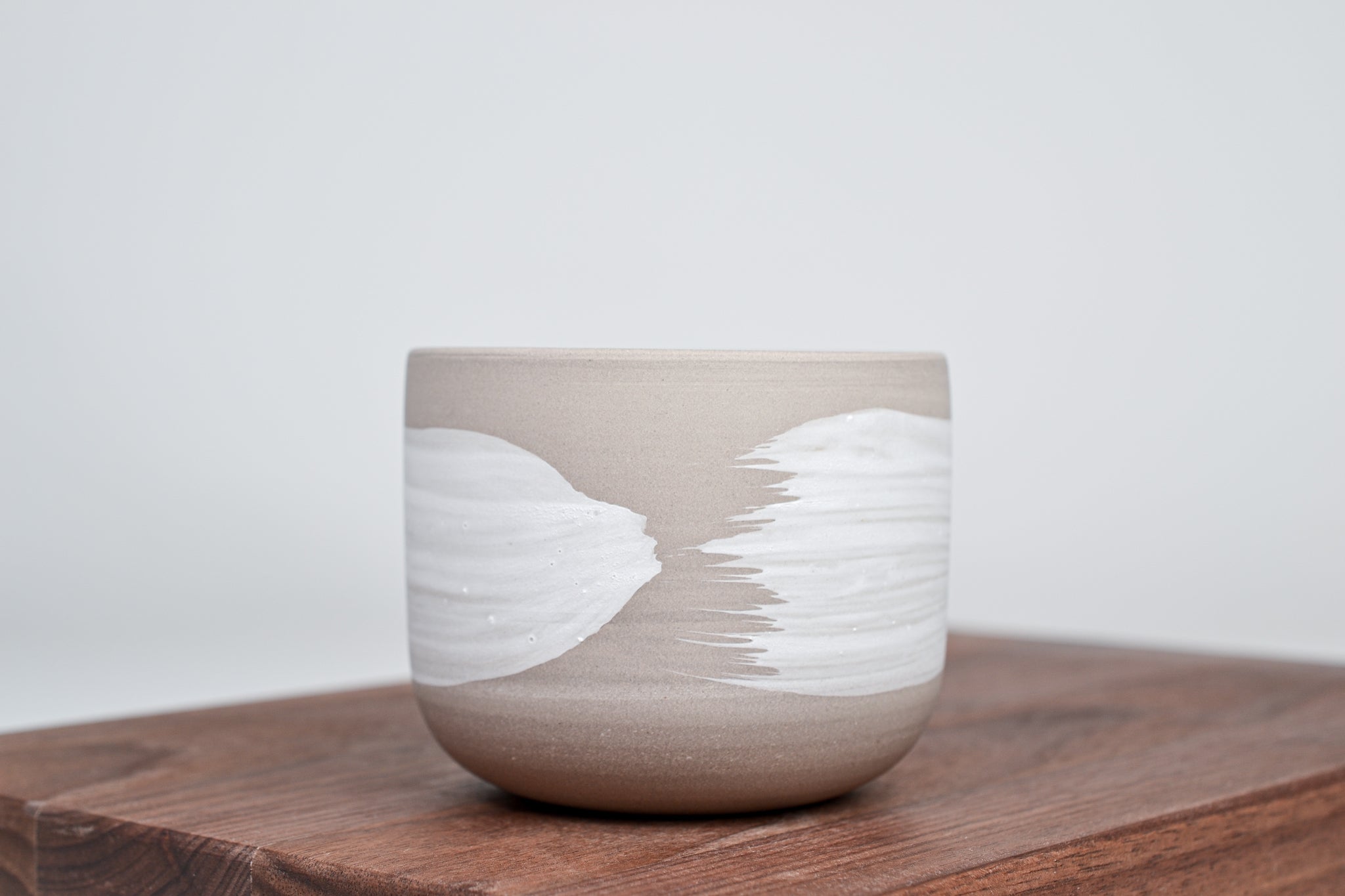 Simple cup, gray clay and white line - 230ml