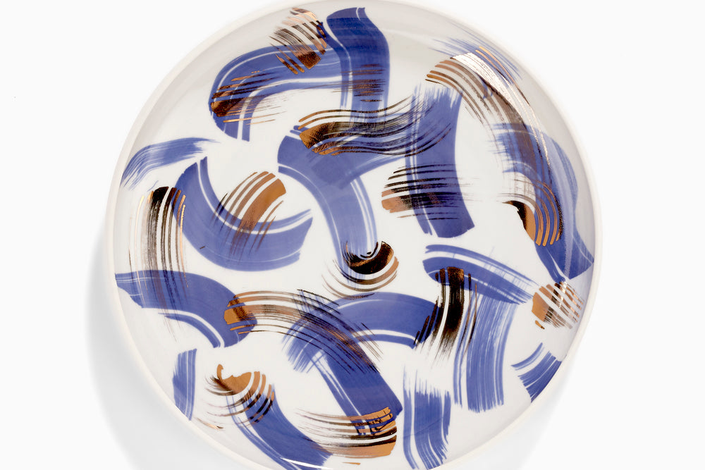 Porcelain plates with cobalt and gold