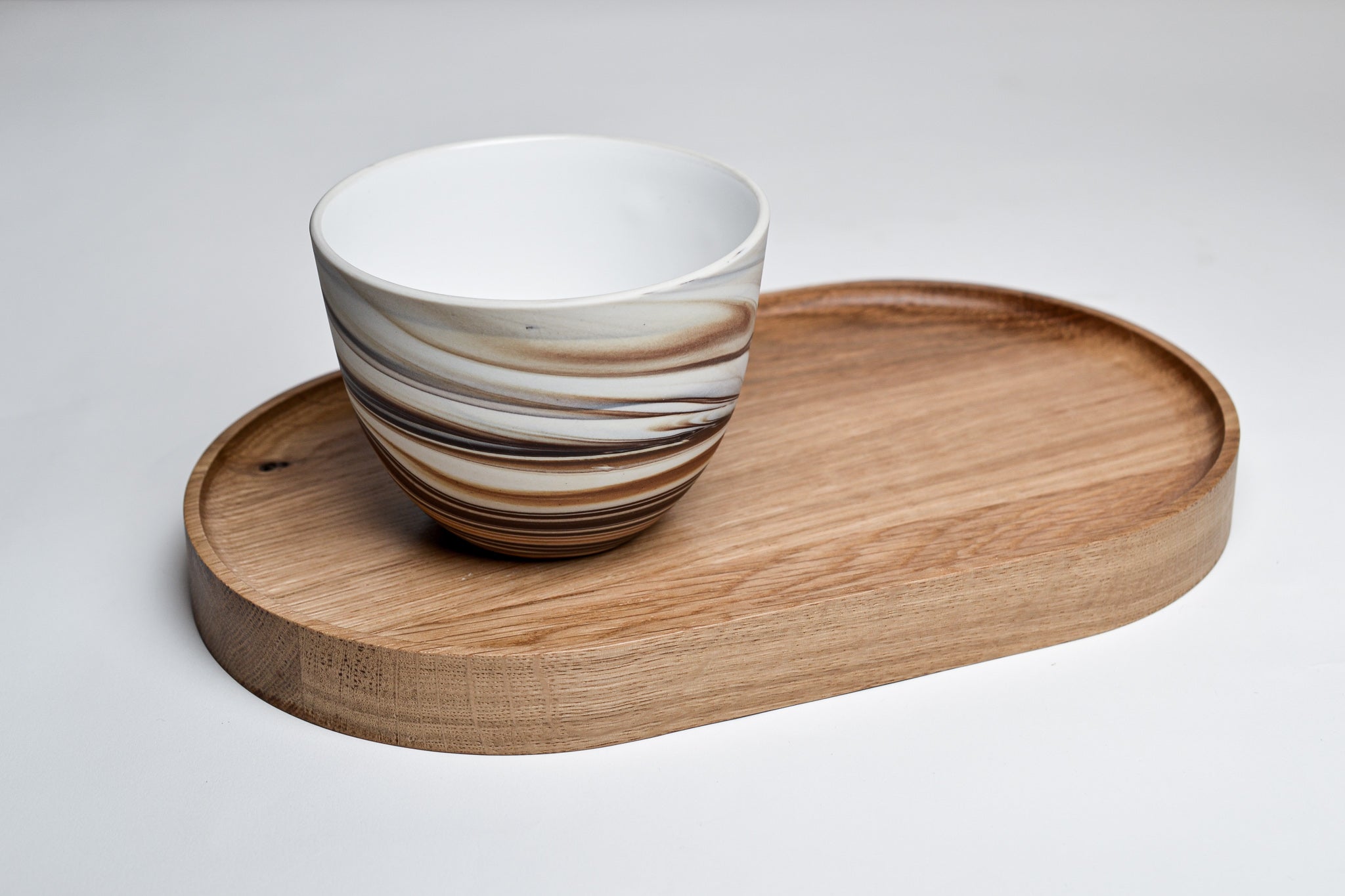 Wooden coaster for cappuccino and latte cups