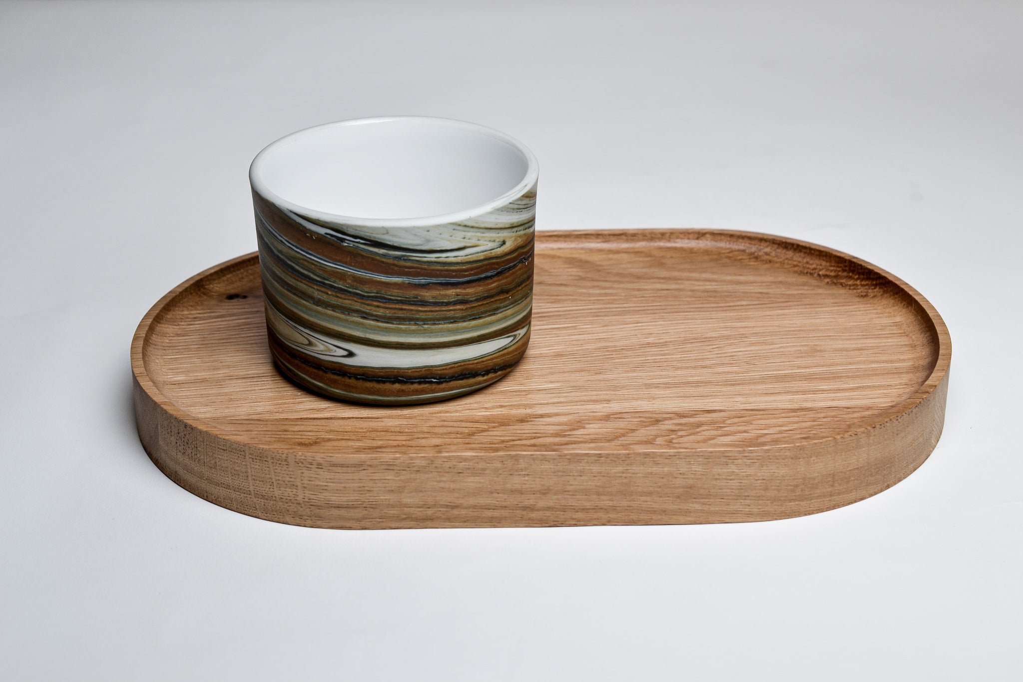 Wooden coaster for cappuccino and latte cups