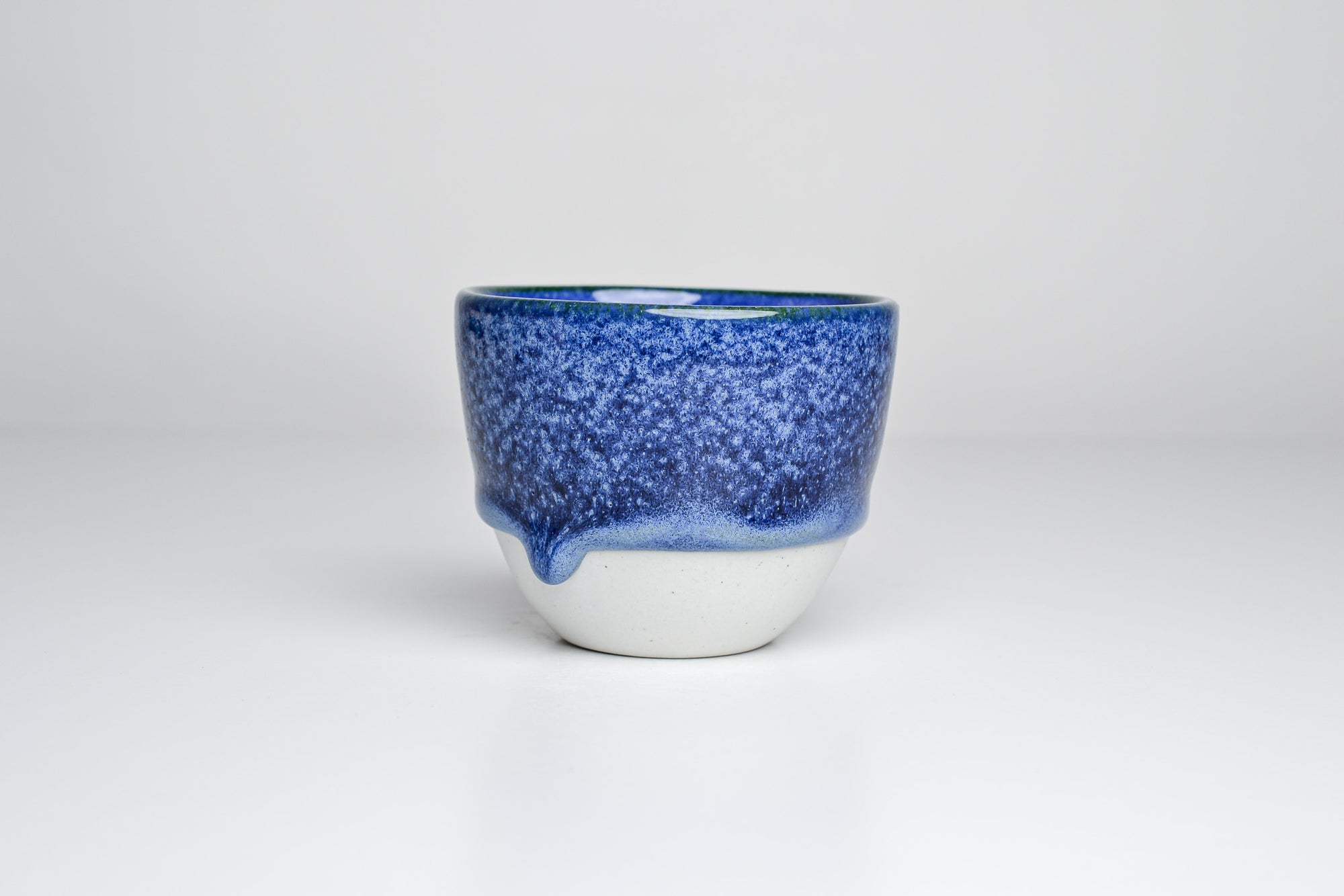 Simple blue cup with dripping glaze- 200ml