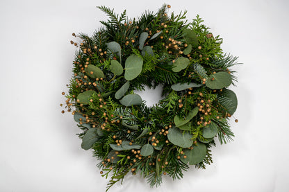 Vánoční věnec - eukalyptus s lenem
