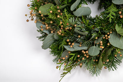 Vánoční věnec - eukalyptus s lenem