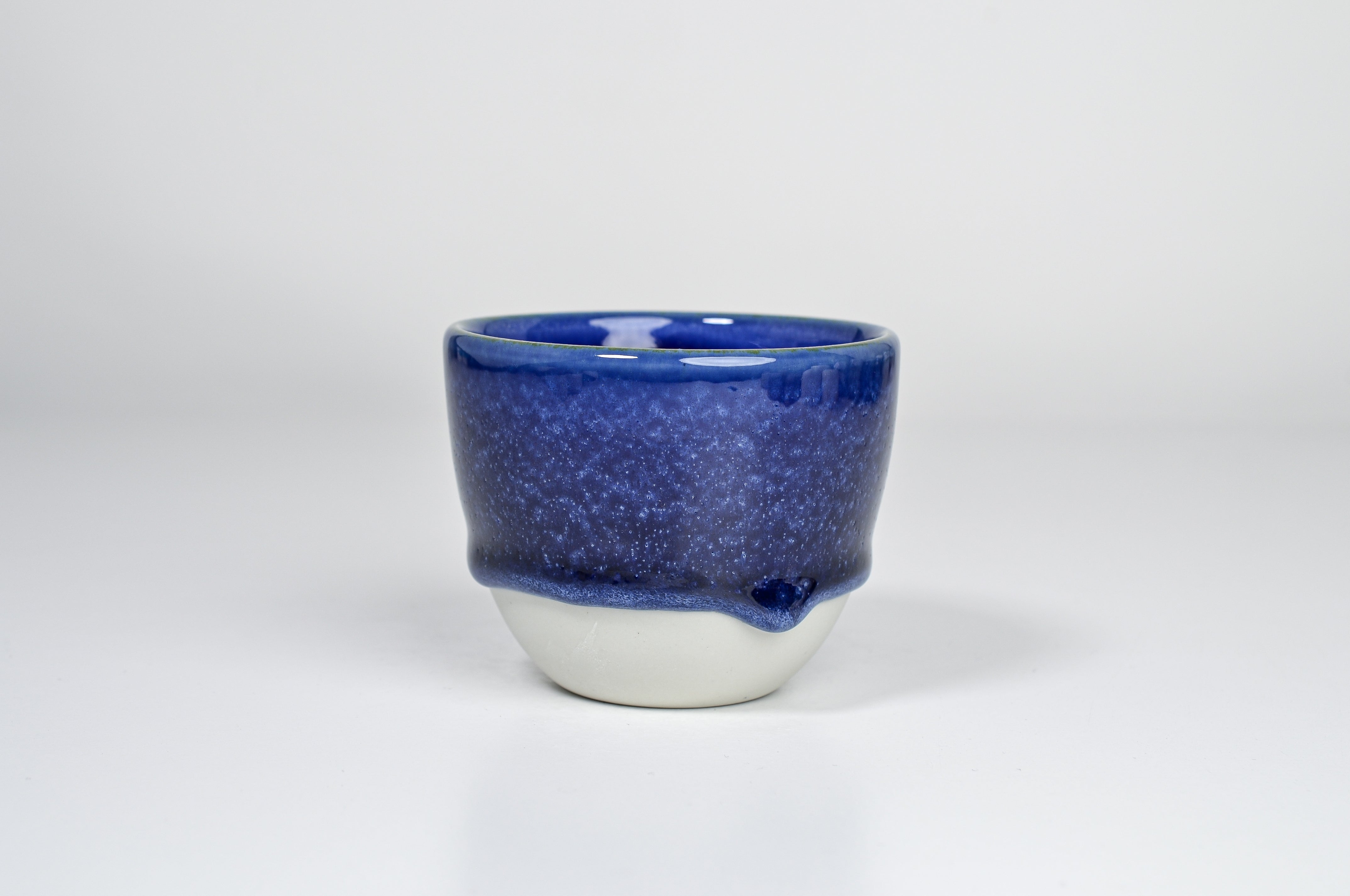 Simple blue cup with dripping glaze- 200ml