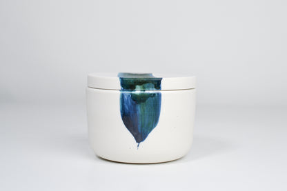 Simple sugar jar, green line, 300ml cup with a lid 