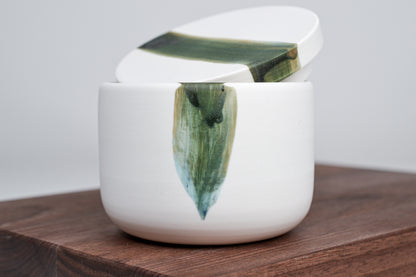 Simple sugar jar, green line, 300ml cup with a lid 