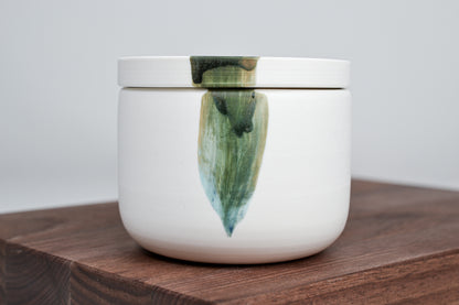 Simple sugar jar, green line, 300ml cup with a lid 