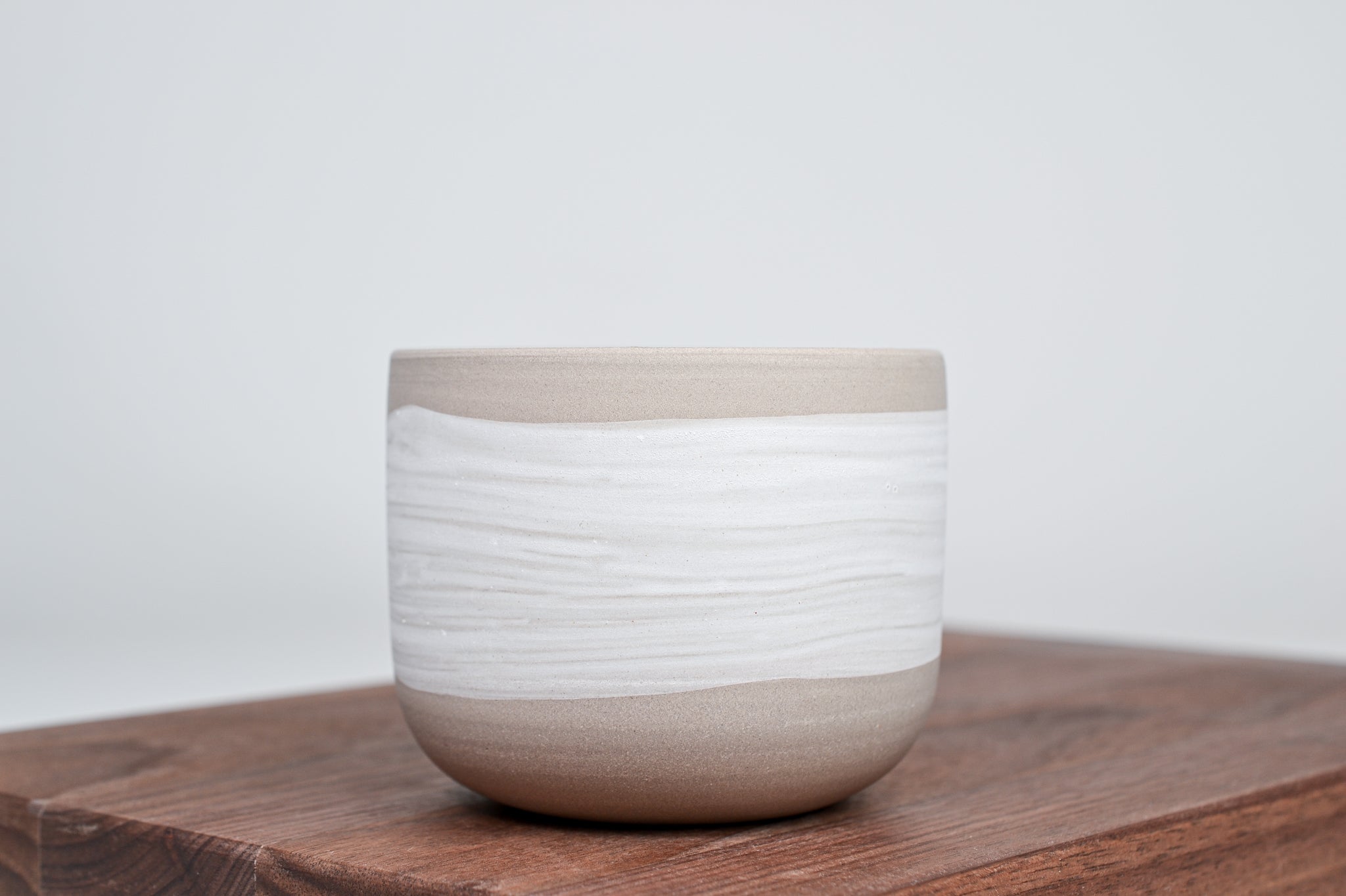 Simple cup, gray clay and white line - 230ml