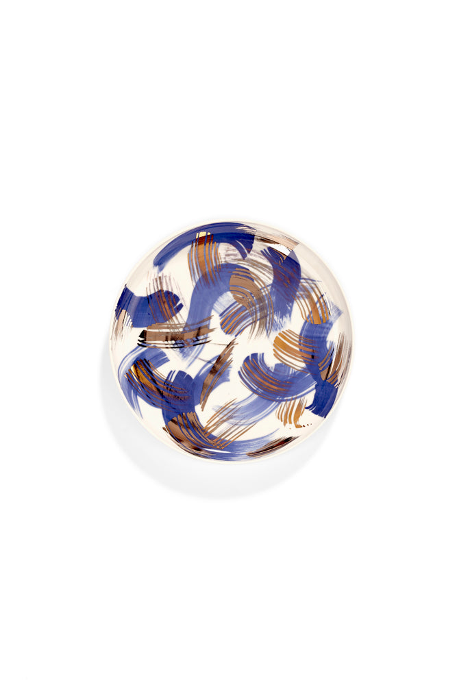 Porcelain plate - cobalt brush with gold