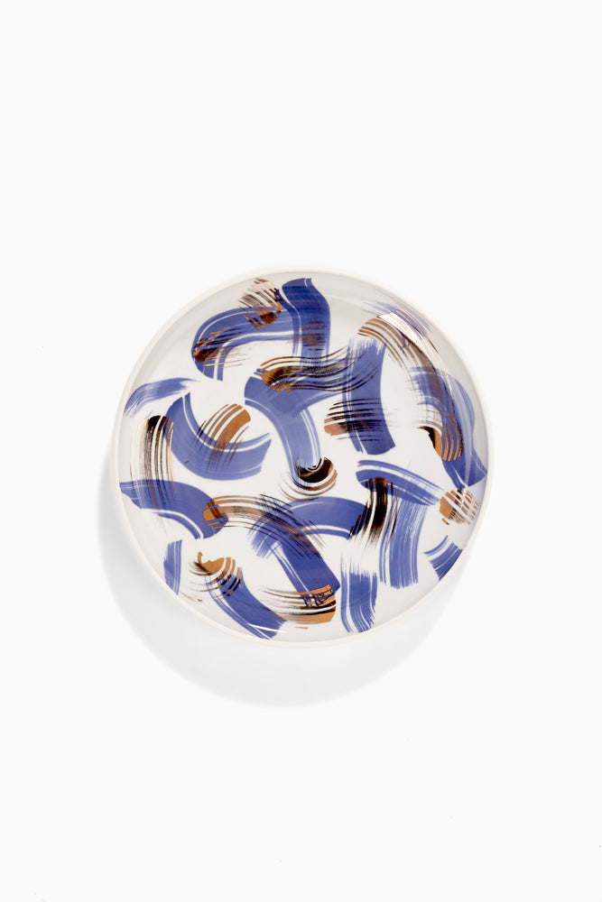 Porcelain plate - cobalt brush with gold